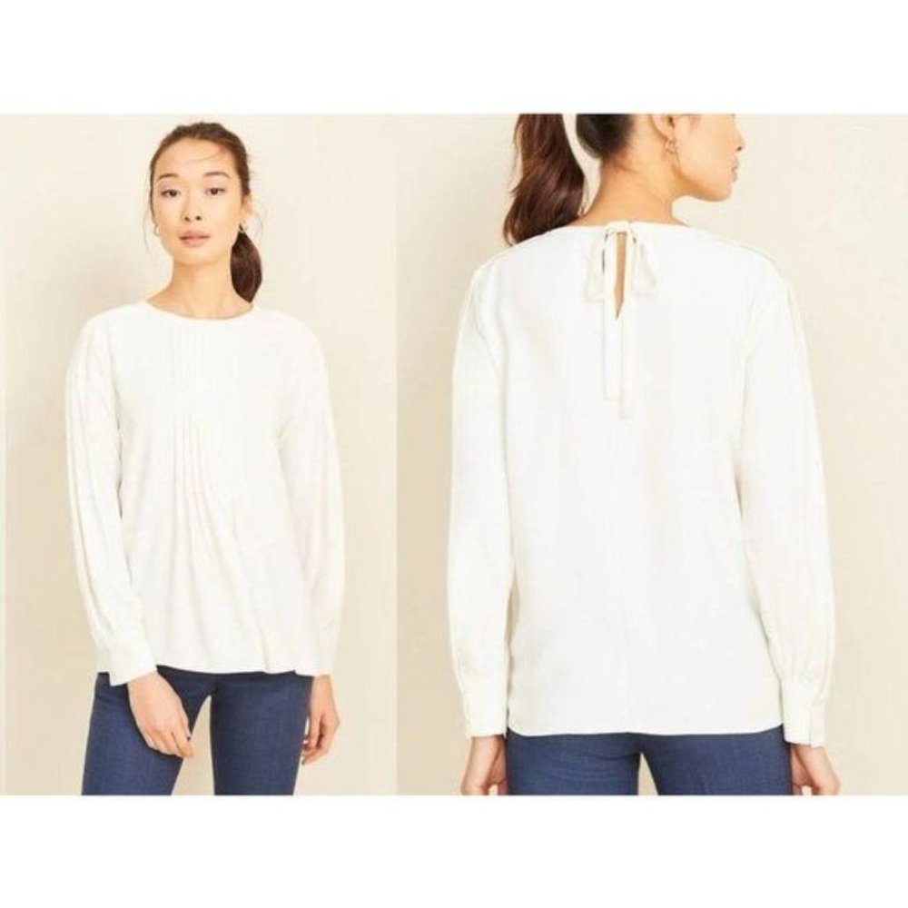 Ann Taylor Pleat Tie Back Top PS